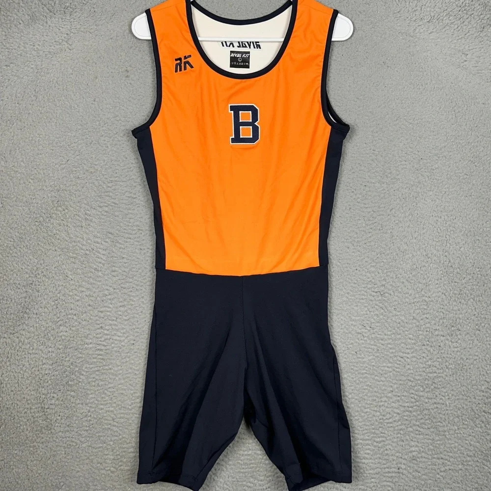 Rival Kit Unisuit Mens Large Rowing Singlet Orange Navy Colorblock Compression
